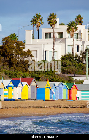 Cabines de plage sur la plage de Brighton. .Melbourne Victoria. L'Australie. Banque D'Images