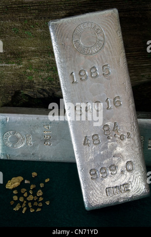 Homestake Mining Company Silver Bullion bars et des pépites d'or Banque D'Images