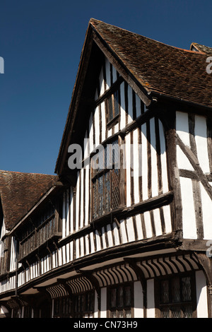 Royaume-uni, Angleterre, Worcestershire, Worcester, Smite Lane, The Greyfriars, Tudor merchant's house, gable bois Banque D'Images