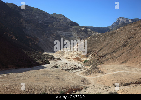 Landschaft des südlichen Dhofar, Jabal al-Qamar, Oman Banque D'Images