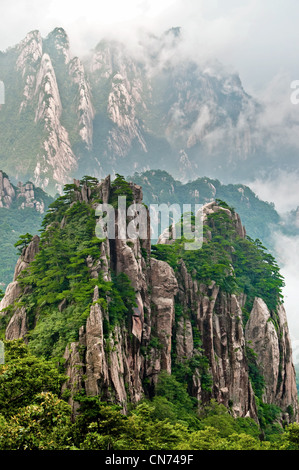 Pic de Huangshan Montagnes sacrées en Chine Jaune Banque D'Images