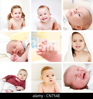 Collage de différentes photos de bébés et enfants Banque D'Images