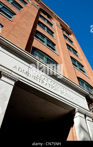 Le bâtiment de l'administration du comté de Dallas, Texas School Book Depository officiellement en bâtiment Dealey Plaza, Dallas, Texas. Banque D'Images