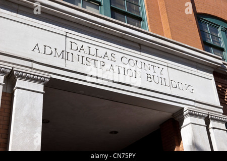 Le bâtiment de l'administration du comté de Dallas, Texas School Book Depository officiellement en bâtiment Dealey Plaza, Dallas, Texas. Banque D'Images