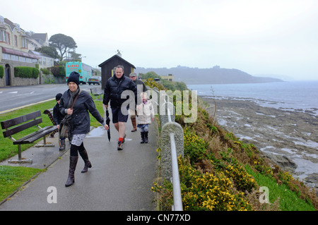 Un jour de pluie de vent à Falmouth, Cornwall Banque D'Images