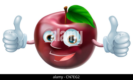 Un dessin animé happy smiling apple et donnant un coup de double Banque D'Images