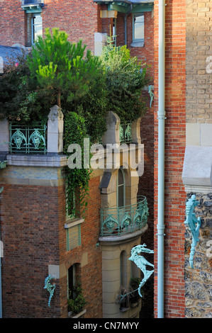 France, Paris, le Castel Béranger, 14 rue La Fontaine bâtiment dans le style Art Nouveau d'Hector Guimard Banque D'Images