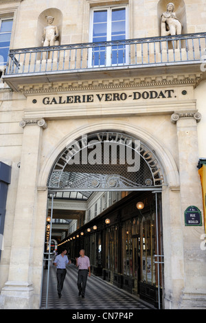 France, Paris, Galerie Vero Dodat entre la Rue Jean Jacques Rousseau la Rue du Bouloi, entrée rue du Bouloi Banque D'Images