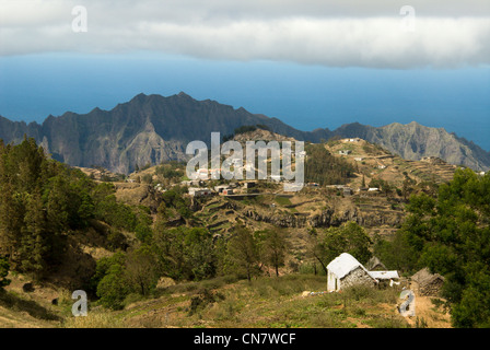 Le Cap Vert, l'île de Santo Antao, paysage le long d'Estrada da corded, route de la corde qui traverse l'île du nord au Banque D'Images