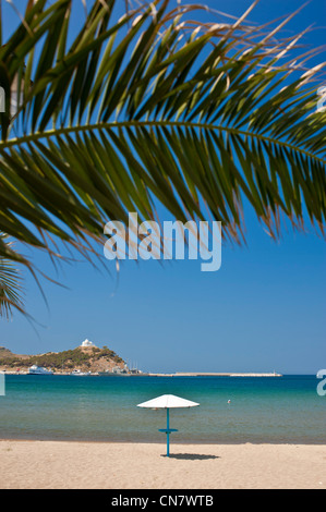 La Grèce, l'île de Lemnos, Myrina, capitale et port principal de l'île, la plage de Nea Maditos Banque D'Images