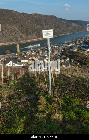 Voir la liste de l'UNESCO 'Vallée du Haut-Rhin moyen' d'en haut, Oberwesel Rheinland-pfalz, Allemagne. Banque D'Images