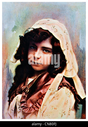Modèle d'étude portrait girl 1900 Banque D'Images