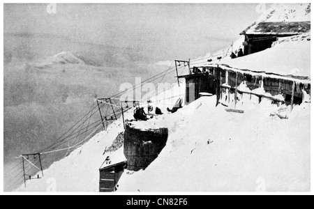 Teleférico 1917 gare en montagne Alpine Warfare hiver neige la glace Banque D'Images