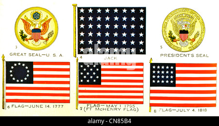 D'abord publié 1917 F Drapeau USA Jack Standard Grand Sceau sceau Présidents 17771795 fort McHenry 1810 Banque D'Images