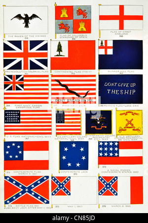 D'abord publié 1917 Drapeaux Drapeau Raven Standard des Vikings Colomb Espagne Angleterre Cabot Prerevolution Banque D'Images