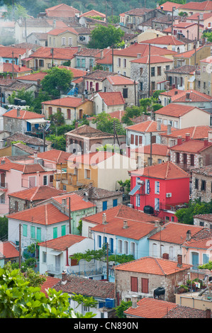 Grèce, du nord-est de l'îles de la mer Égée, l'île de Lesbos, Agiassos, au bas du Mont Olympos Banque D'Images