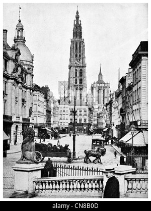 D'abord publié 1914 cathédrale Notre Dame Belgique Anvers Banque D'Images