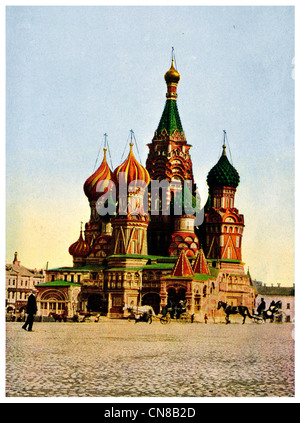 Publié pour la première fois 1914 la Cathédrale St Basile Moscou Russie Banque D'Images