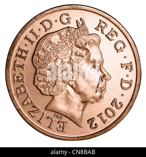 1p penny over head coin Banque D'Images