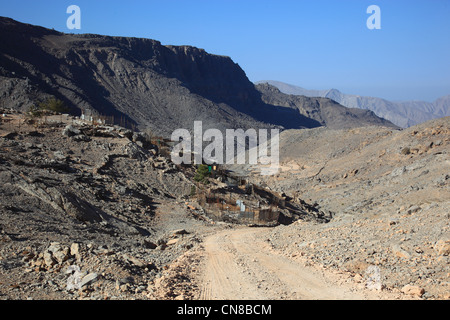 Landschaft im Gebiet, Jebel Harim, dans der omanischen Khrofakkan Enklave, Oman Banque D'Images