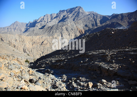 Landschaft im Gebiet, Jebel Harim, dans der omanischen Khrofakkan Enklave, Oman Banque D'Images