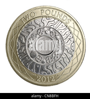 £2 deux livres coin tête sur tails 2012 marche arrière Banque D'Images