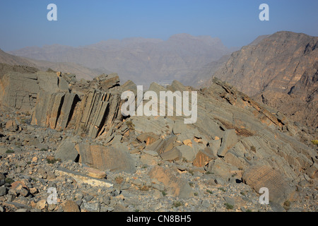 Landschaft im Gebiet, Jebel Harim, dans der omanischen Khrofakkan Enklave, Oman Banque D'Images