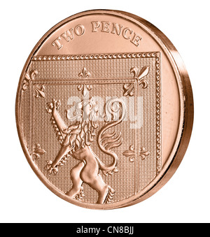 2p deux pence coin côte sur tails ar Banque D'Images