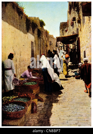 Publié pour la première scène de rue Bethléem 1914 market Banque D'Images