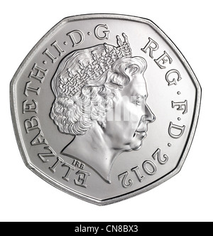 50p cinquante pence sur la tête des chefs 2012 Avers médaille Banque D'Images