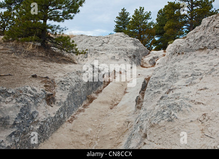 Trail d'ornières creusées par des milliers d'émigrants vers l'ouest, dans la région de wagon trains passant l'Oregon Trail Banque D'Images