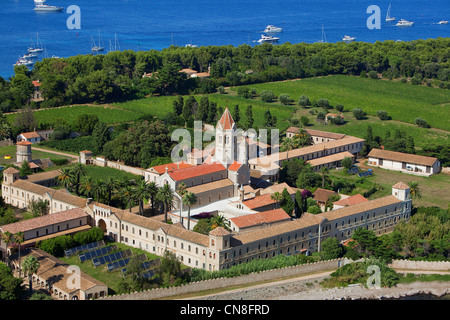 France, Alpes Maritimes, Cannes, les îles de Lérins de Saint Honorat, l'abbaye de Lérins (4e et 14e siècle), historique Banque D'Images