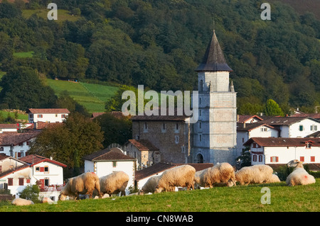 France, Pyrénées Atlantiques, Ainhoa, étiqueté Les Plus Beaux Villages de France (Les Plus Beaux Villages de France), Banque D'Images