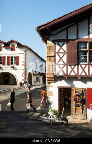 France, Pyrénées Atlantiques, La Bastide Clairence, étiqueté Les Plus Beaux Villages de France (Les Plus Beaux Villages de Banque D'Images