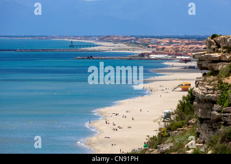 La France, l'Aude, les Corbières, Leucate (vue aérienne) Banque D'Images