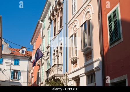 La Slovénie, Golfe de Trieste, Côte Adriatique, région de Primorska, Piran, ruelle de la vieille ville Banque D'Images