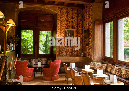 France, Pyrénées Orientales, Molitg les Bains, le château de Riell, hôtel de luxe qui fait partie de l'hôtel Relais et Châteaux Banque D'Images