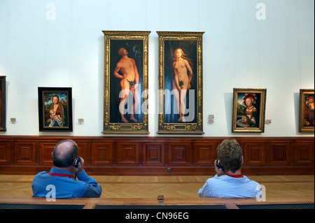 La Hongrie, Budapest, inscrite au Patrimoine Mondial de l'UNESCO, Hosok tere (Place) Retrouvez, Musée des beaux-Arts, Adam et Eve par Hans Banque D'Images