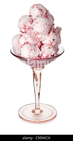 la glace à la fraise ramasse de grandes découpes de verre Banque D'Images