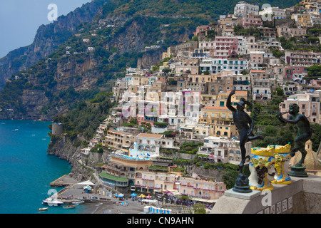 Le village Positano, Amalfi coast, UNESCO World Heritage site, Campanie, Italie, Méditerranée, Europe Banque D'Images
