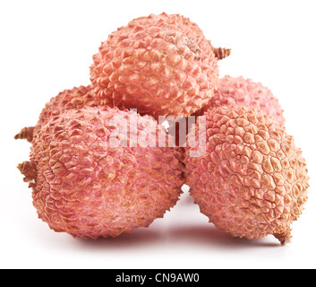 Le litchi sur un fond blanc. Banque D'Images