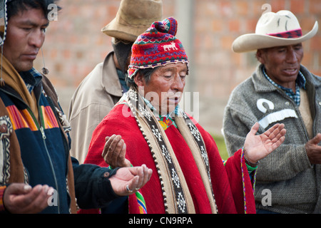 Le Pérou, Cuzco province, Huasao, classé village touristique mystique, les shamans (curanderos), offres de cérémonie dédiée à Banque D'Images