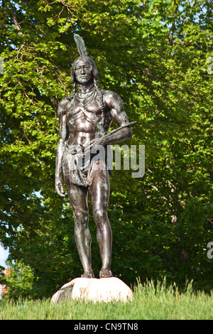 Statue de chef indien américain Massasoit, Cyrus Dallin, sculpteur Plymouth Massachusetts USA Banque D'Images