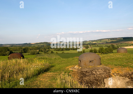 La France, de l'Ardennes, Villy la Ferté, fort de la Ligne Maginot, les tourelles de lutte Banque D'Images