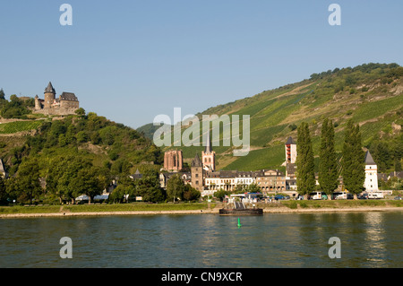 Allemagne, Rheinland-pfalz, Bacharach, et son château, le Rhin romantique inscrite au Patrimoine Mondial de l'UNESCO Banque D'Images