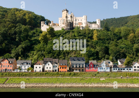 Allemagne, Rheinland-pfalz, Kobern-gondorf, château de Marksburg, le Rhin romantique inscrite au Patrimoine Mondial de l'UNESCO Banque D'Images