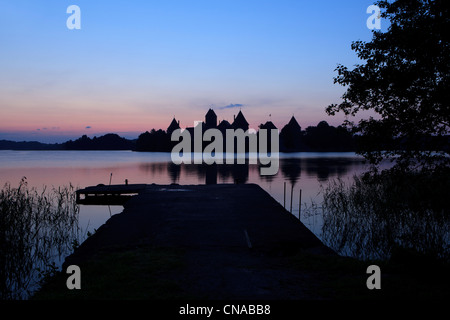 L'île de Trakai Castle sur les rives du lac Galvé à Trakai, Lituanie Banque D'Images