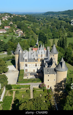 France, Lot, Quercy, vallée de la Dordogne, Saint Jean Lespinasse, château de Montal (vue aérienne) Banque D'Images