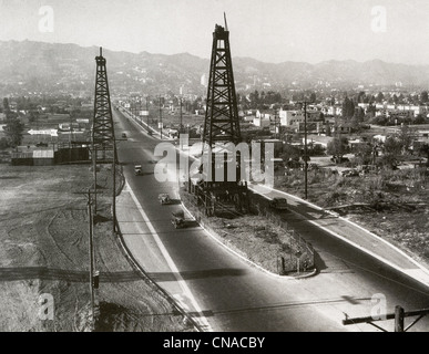 Vieille photo de La Cienega Boulevard, Los Angeles, USA, 1920 Banque D'Images