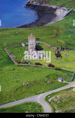 Royaume-uni, Ecosse, îles Hébrides, l'île de Lewis et Harris, l'Harris, rodel, église médiévale et son petit port Banque D'Images